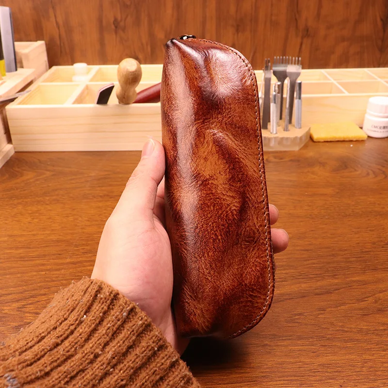 Cowhide pen bag for men vintag - огляд і ціна Tan Stationery & Office Supply