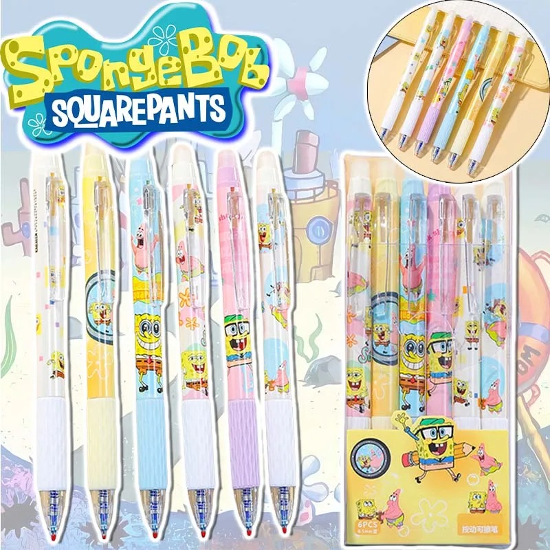 6Pcs/Set SpongeBob Kawaii Eras - огляд і ціна Gel Ink Pen Set