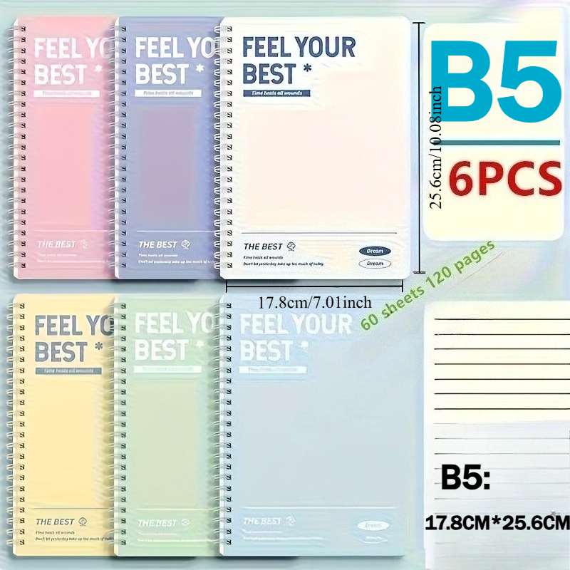 6pcs Spiral Notebook, Simple A - огляд і ціна Graph Paper Pad
